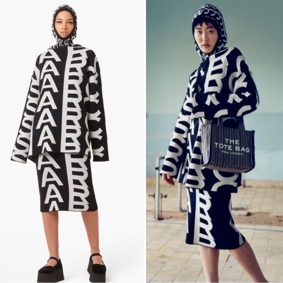 Marc Jacobs Monogram Oversized Knit Jumper and Monogram Knit Tube Skirt L/XL - Picture 1 of 16